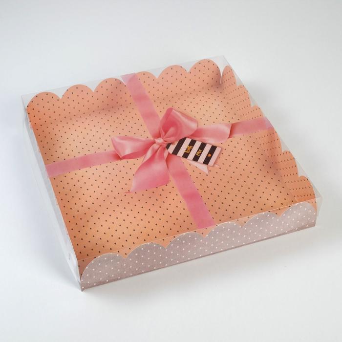 Коробка для кондитерских изделий с PVC крышкой «Счастье рядом», 35 х 35 х 6 см