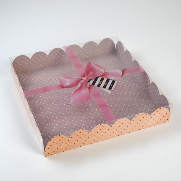 Коробка для кондитерских изделий с PVC крышкой «Счастье рядом», 35 х 35 х 6 см