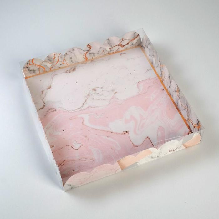 Коробка для кондитерских изделий с PVC крышкой Love, 35 х 35 х 6 см