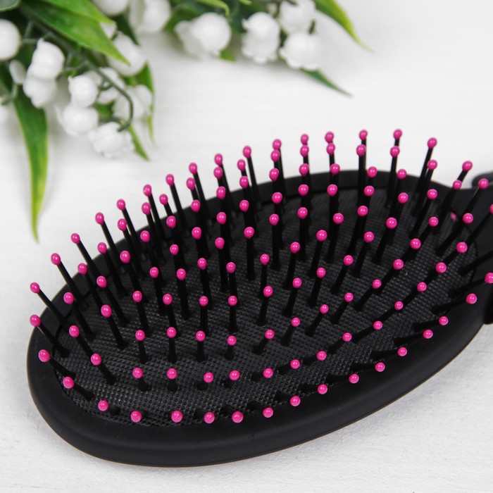 Набор расчесок РОЗОВЫЙ ЛОТОС 2пр 25,5*7(±1)см прорезин чёрный/розовый QF