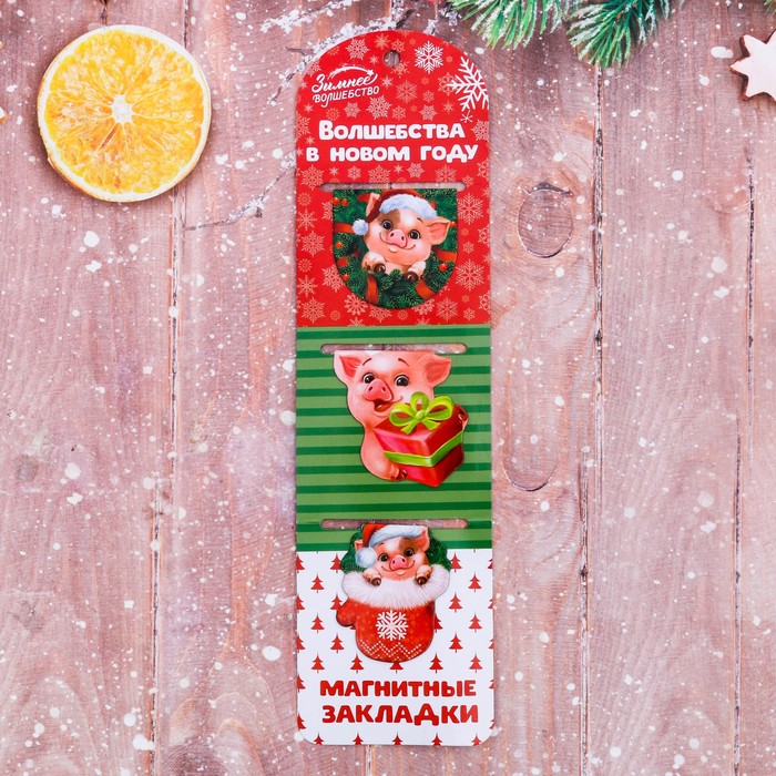 Набор магнитных закладок "Волшебства в Новом году", 3 шт.