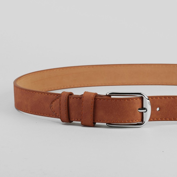 Ремень женский, джинс, пряжка металл, цвет коричневый