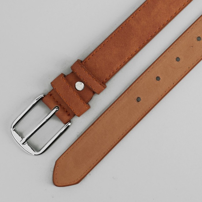 Ремень женский, джинс, пряжка металл, цвет коричневый