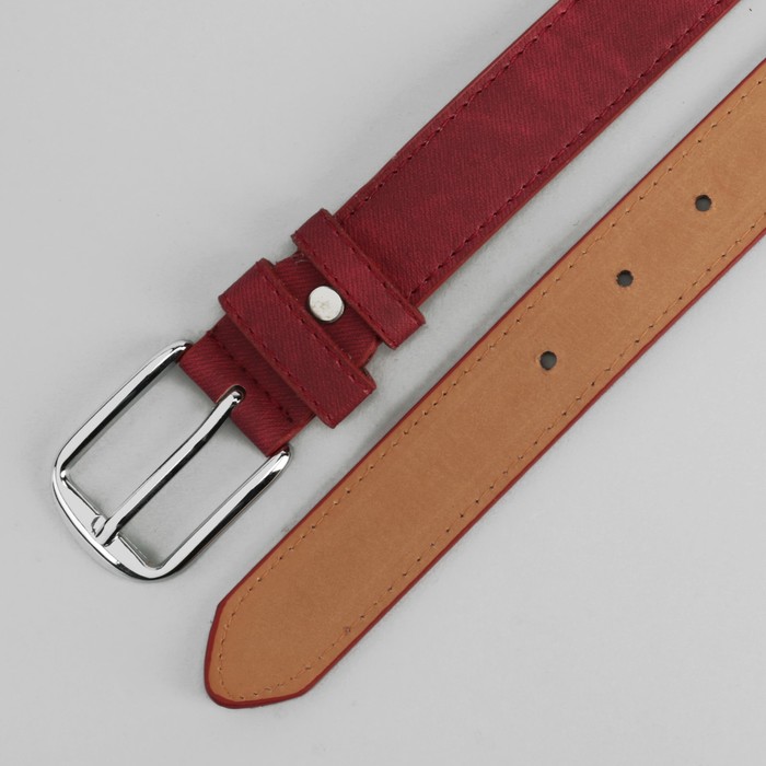 Ремень женский, джинс, пряжка металл, цвет красный