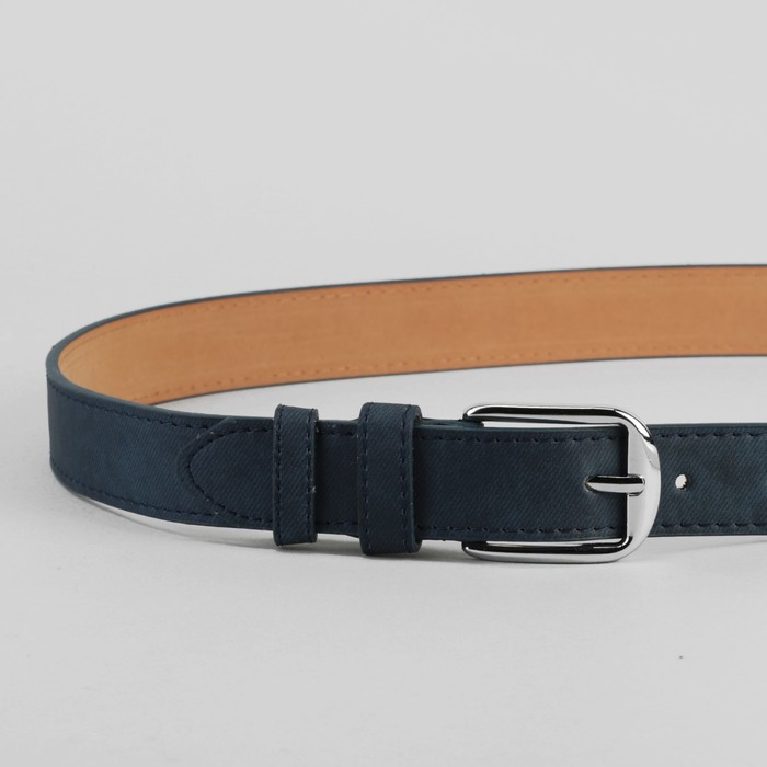 Ремень женский, джинс, пряжка металл, цвет синий