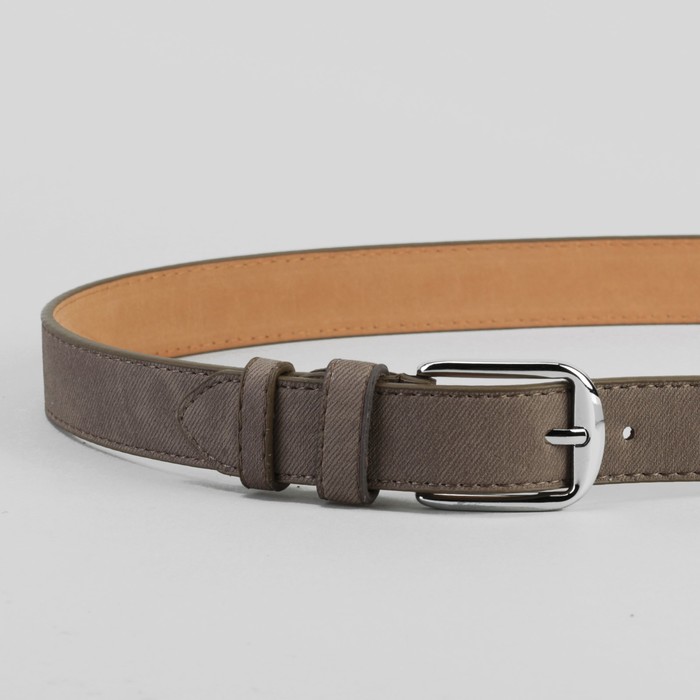 Ремень женский, джинс, пряжка металл, цвет серый