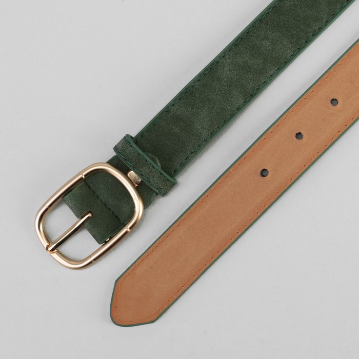 Ремень женский, гладкий, пряжка золото, цвет зелёный
