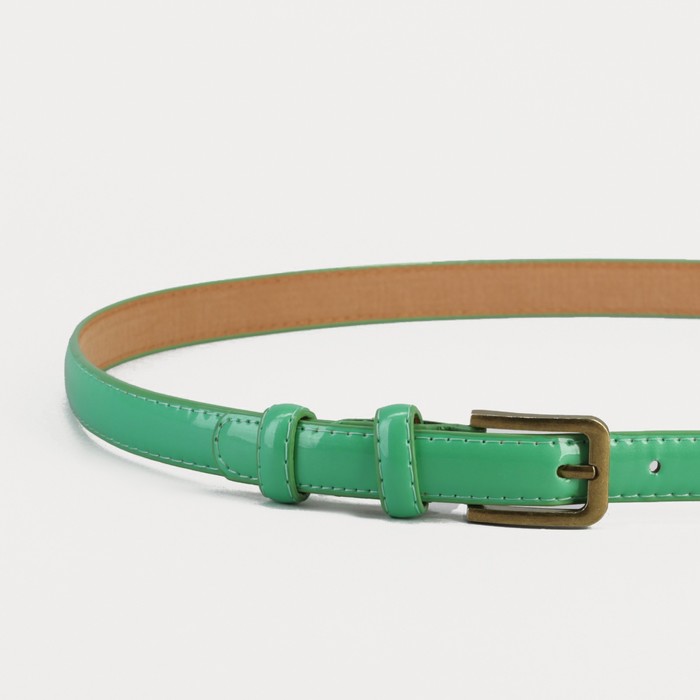 Ремень женский, гладкий, пряжка матовое золото, цвет мятный