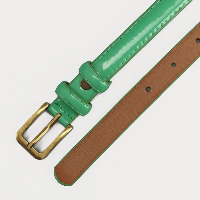 Ремень женский, гладкий, пряжка матовое золото, цвет мятный