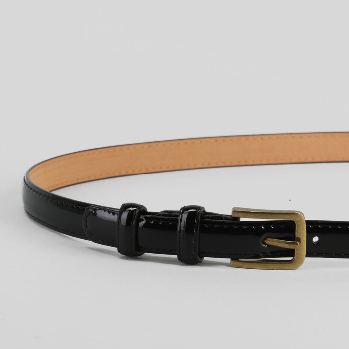 Ремень женский, гладкий, пряжка матовое золото, цвет чёрный