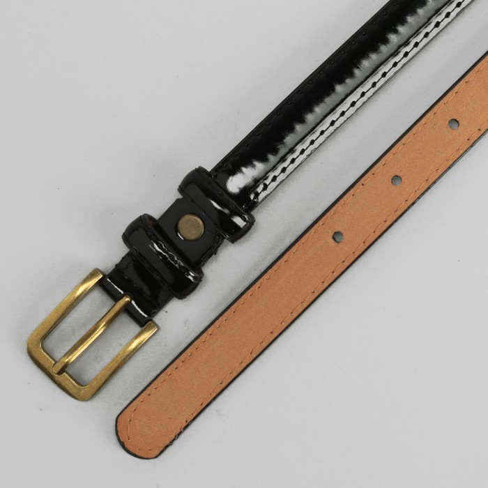 Ремень женский, гладкий, пряжка матовое золото, цвет чёрный