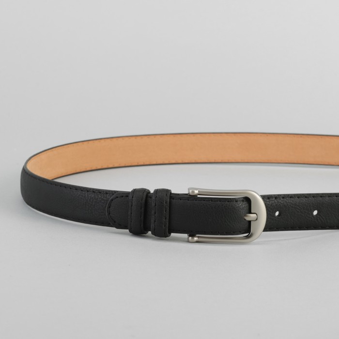 Ремень женский, гладкий, пряжка матовый металл, цвет чёрный