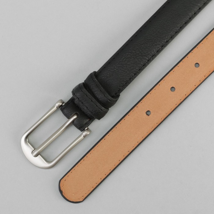 Ремень женский, гладкий, пряжка матовый металл, цвет чёрный