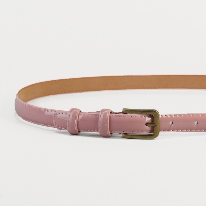 Ремень женский, гладкий, пряжка матовое золото, цвет розовый