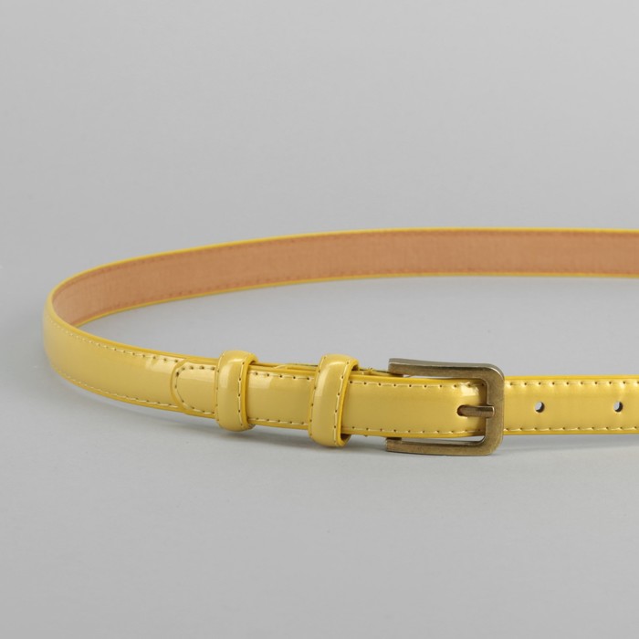 Ремень женский, гладкий, пряжка матовое золото, цвет жёлтый