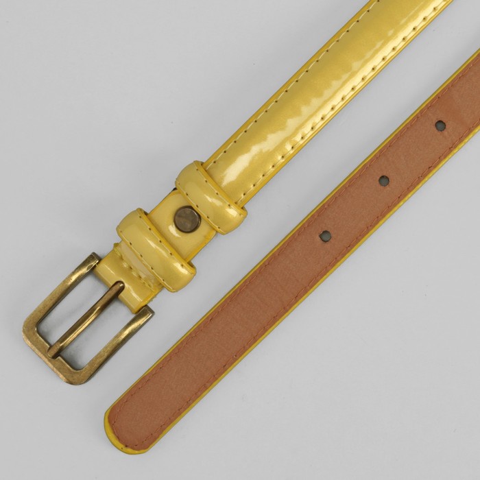 Ремень женский, гладкий, пряжка матовое золото, цвет жёлтый