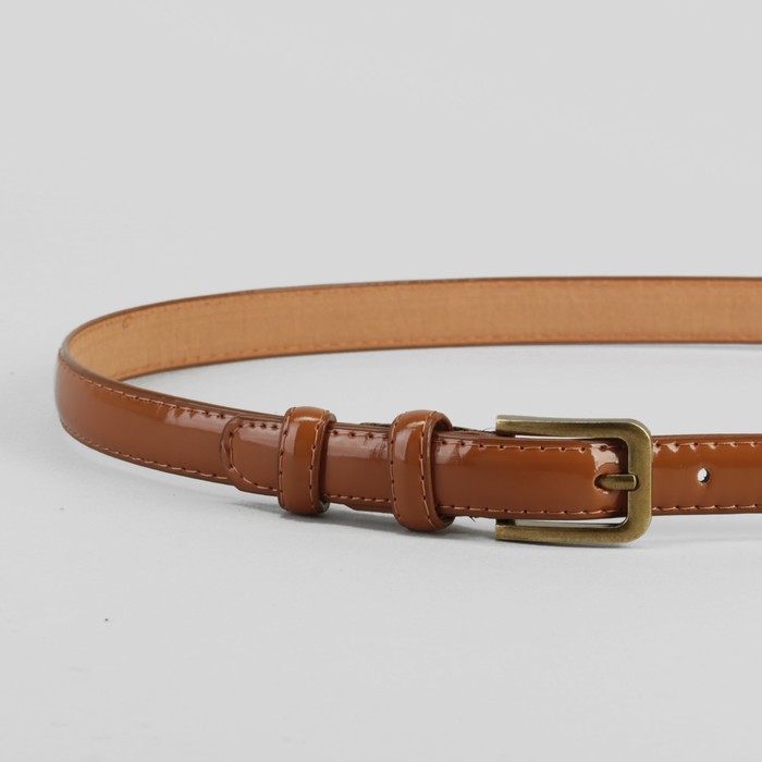 Ремень женский, гладкий, пряжка матовое золото, цвет бежевый