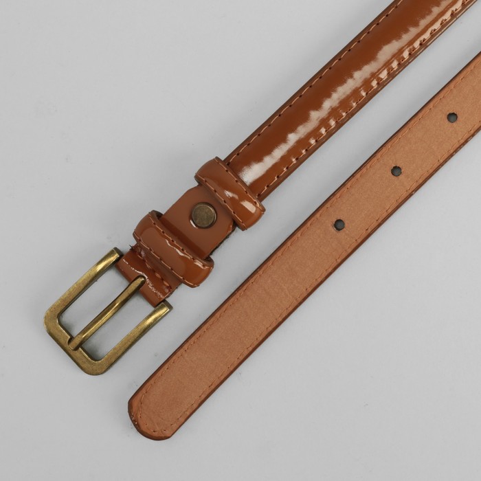 Ремень женский, гладкий, пряжка матовое золото, цвет бежевый