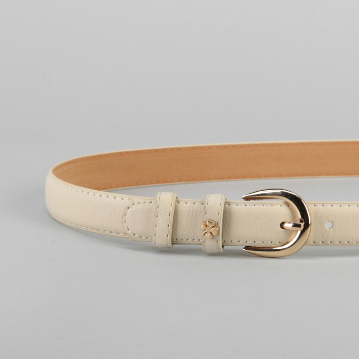 Ремень женский, гладкий, пряжка и украшение золото, цвет бежевый