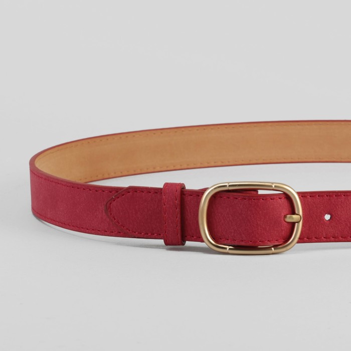 Ремень женский, гладкий, пряжка золото, цвет бордовый