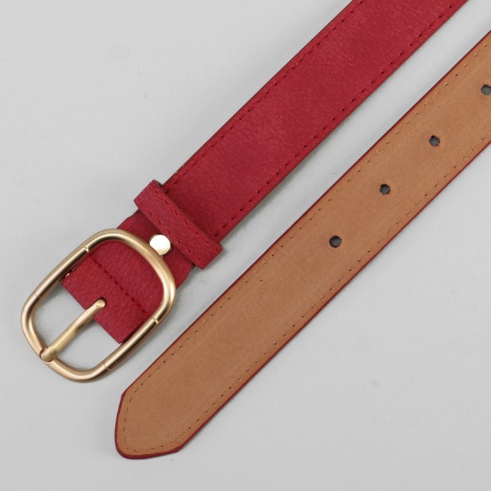 Ремень женский, гладкий, пряжка золото, цвет бордовый