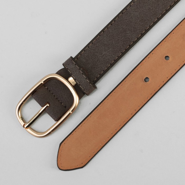 Ремень женский, гладкий, пряжка золото, цвет кофе