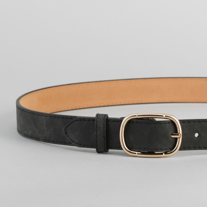 Ремень женский, гладкий, пряжка золото, цвет чёрный