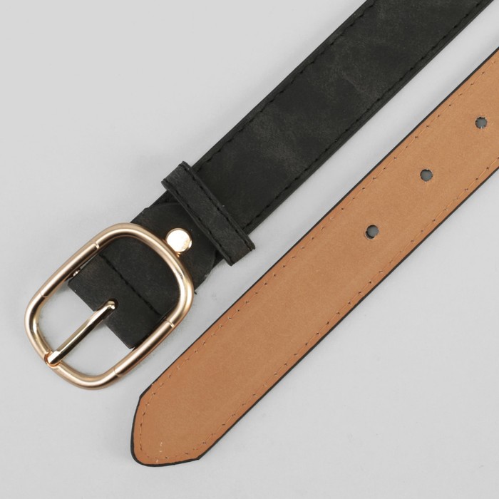 Ремень женский, гладкий, пряжка золото, цвет чёрный