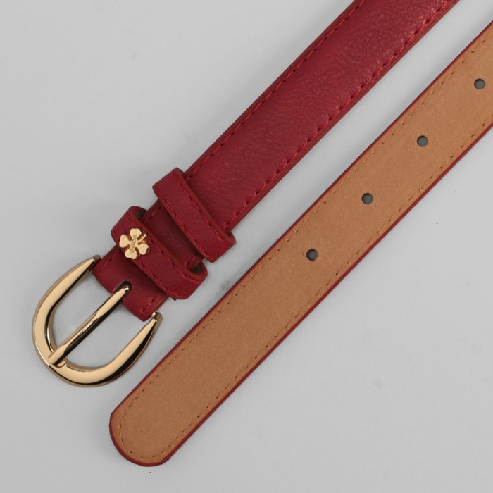 Ремень женский, гладкий, пряжка и украшение золото, цвет красный