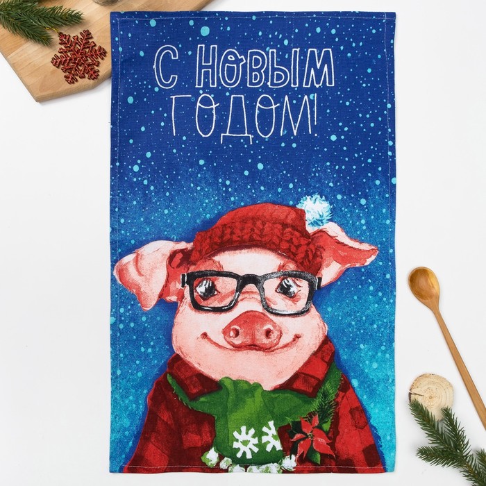 Полотенце "С Новым годом" 35х60 см, 100% хлопок 160 г/м2