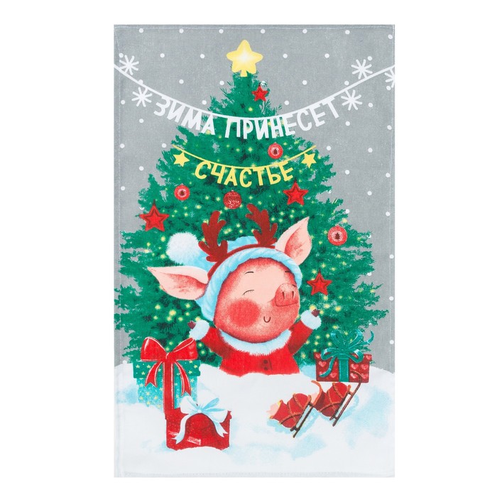 Полотенце "Зима принесёт счастье" 35х60 см, 100% хлопок 160 г/м2
