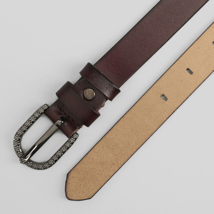 Ремень женский, гладкий, пряжка тёмный металл, цвет кофе