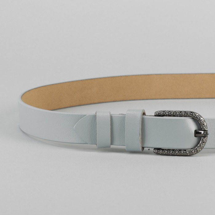 Ремень женский, гладкий, пряжка тёмный металл, цвет серый