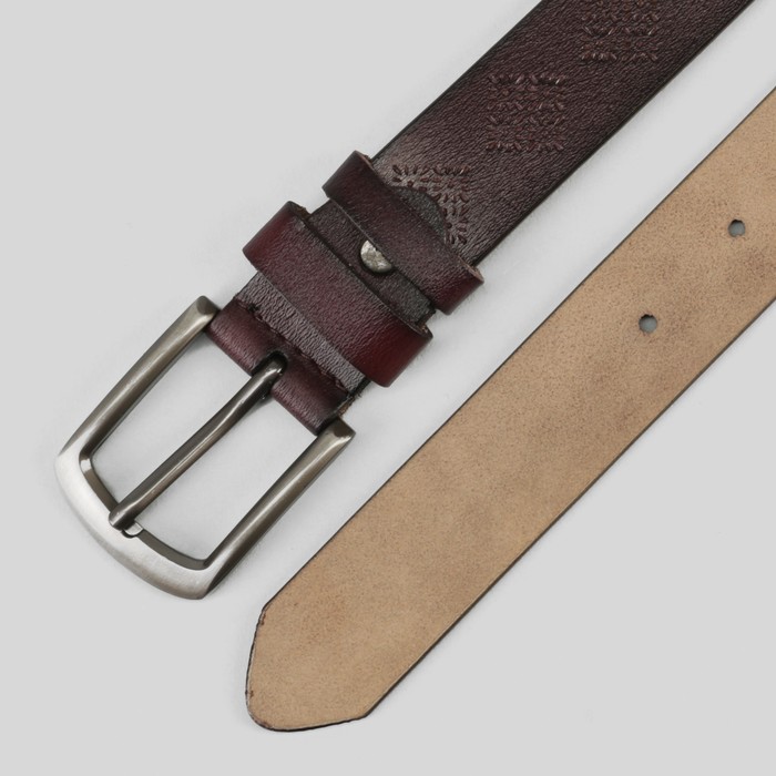 Ремень женский, перфорация, пряжка тёмный металл, цвет кофе