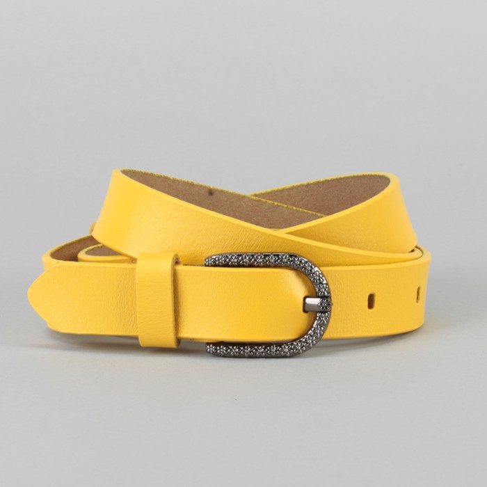 Ремень женский, гладкий, пряжка тёмный металл, цвет жёлтый