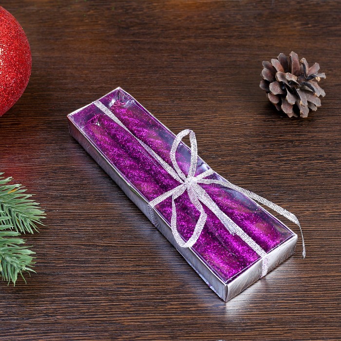 Набор свечей витых 15см, 3шт, фиолетовый, блистер