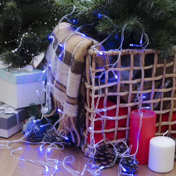 НИТЬ, 5 м, Н.С. LED-50-220V, 8 режимов, СИНИЙ