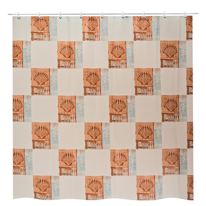 Штора для ванной "Мозаика ракушки", 180х180 см,