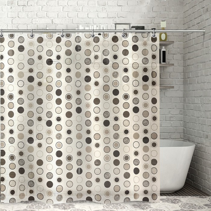 Штора для ванной "Круги", 180х180 см,