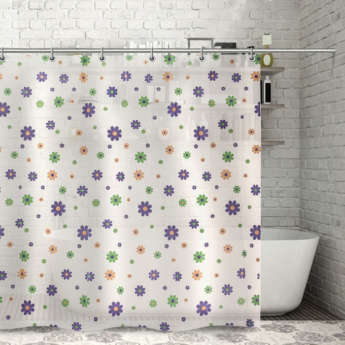 Штора для ванной "Ромашки", 180х180 см,