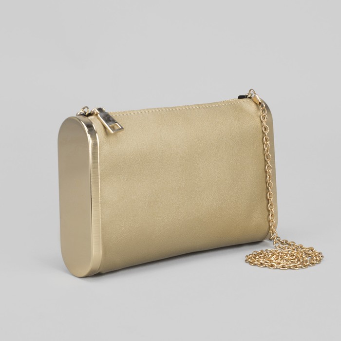 Сумка женская, отдел на молнии, длинная цепь, золотой