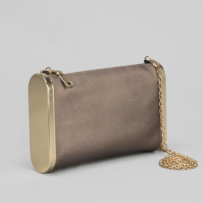 Сумка женская, отдел на молнии, длинная цепь, цвет кофе