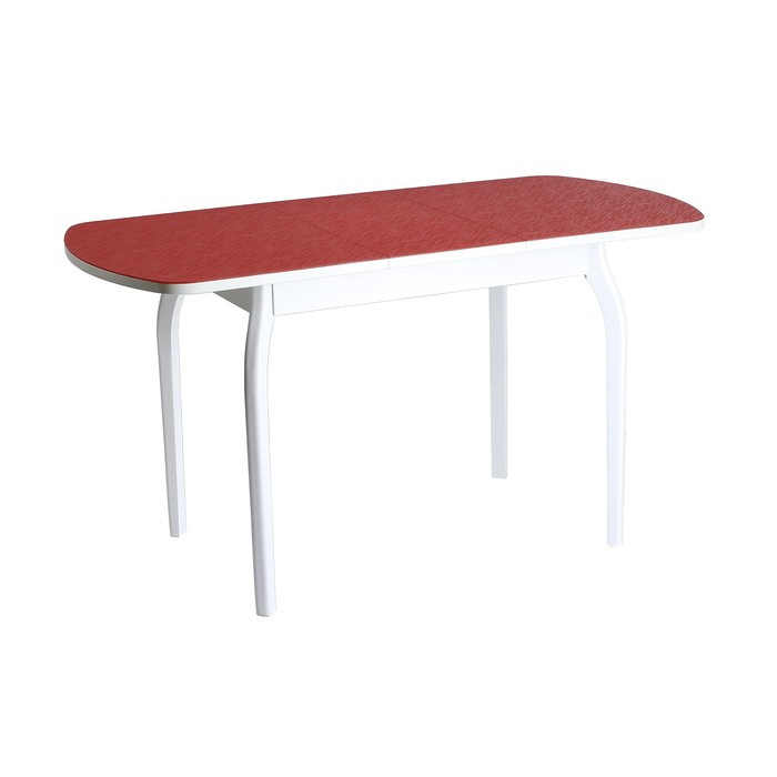 Стол раздвижной Созвездие ПГ-1 (СТ-2), 1100(1420)х700х760, Белые/Алое/Массив фигурные