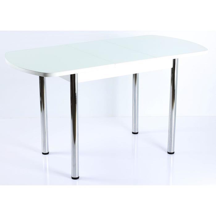 Стол раздвижной ПГ-1 (СТ-1), 1100(1420)х700х760, Белый/Белый/Хром прямые