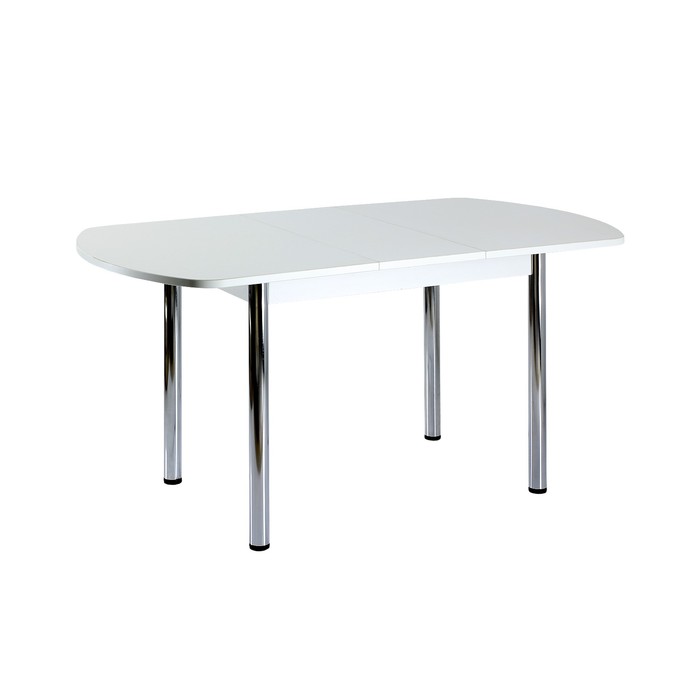 Стол раздвижной ПГ-7 ДСП, 1400(1800)х900х760, Белые/Хром прямые