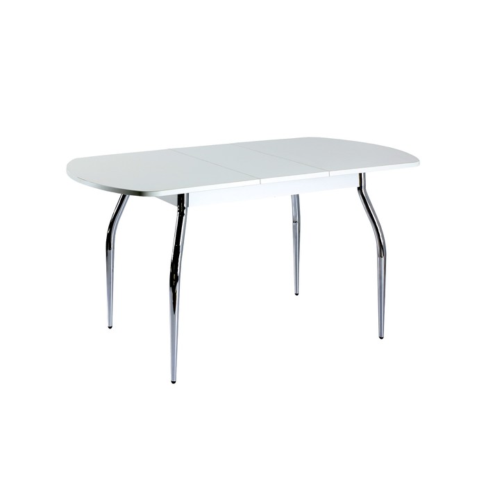 Стол раздвижной ПГ-7 ДСП, 1400(1800)х900х760, Белый/Хром фигурные