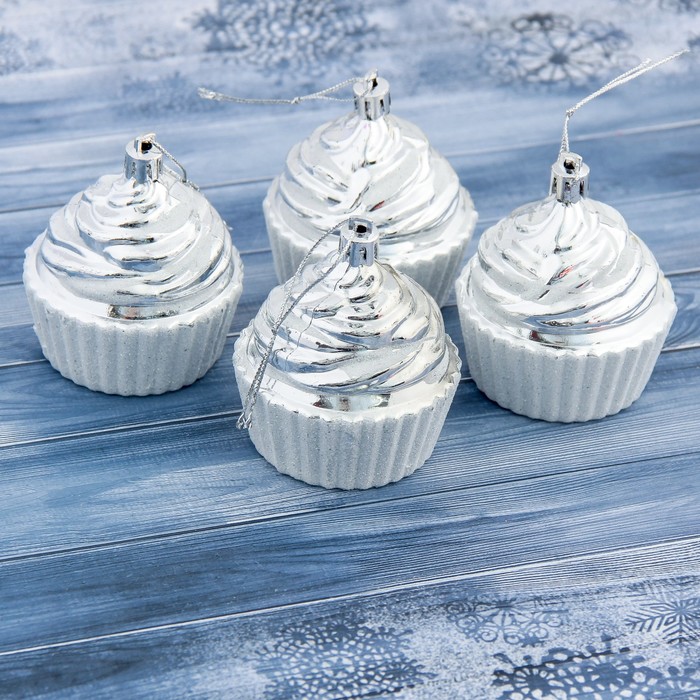 Украшение ёлочное "Кексики" (набор 4 шт) посыпка 6*6,5 см