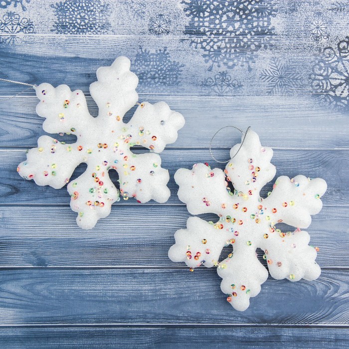 Украшение ёлочное "Воздушная снежинка" с пайетками (набор 2 шт.) 11,5*11,5 см