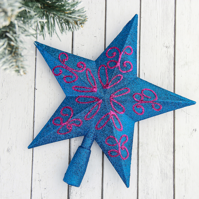 Наконечник "Звезда" красные узоры 22*23,5 см, синий