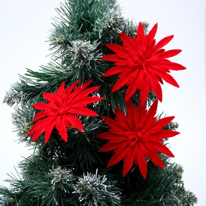 фото Украшение ёлочное "астра" (набор 3 шт) 8 см, красный зимнее волшебство